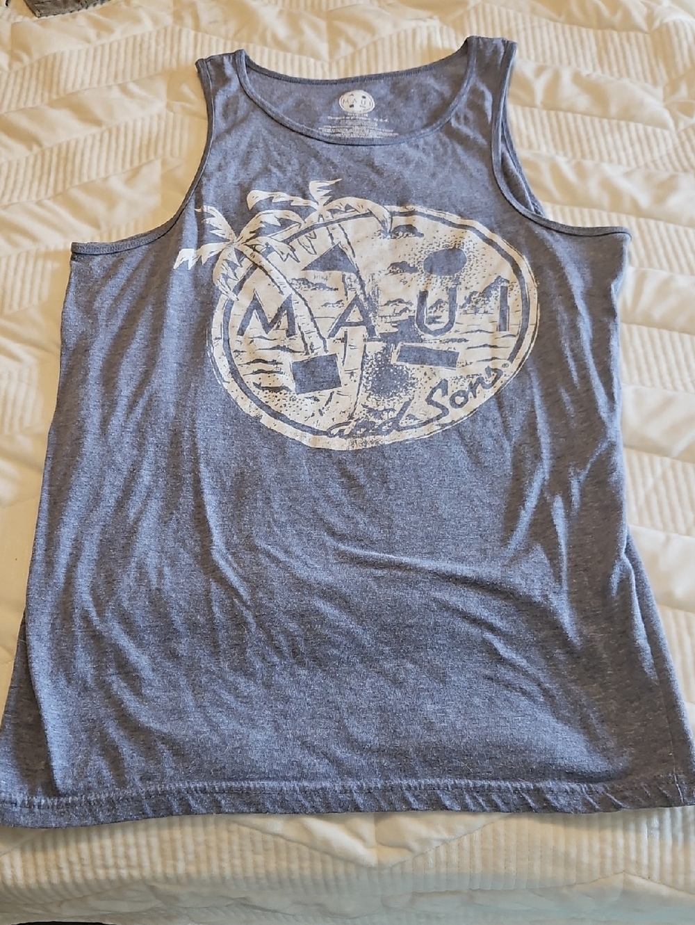 Maui and Sons Blue Tank Top with White Logo